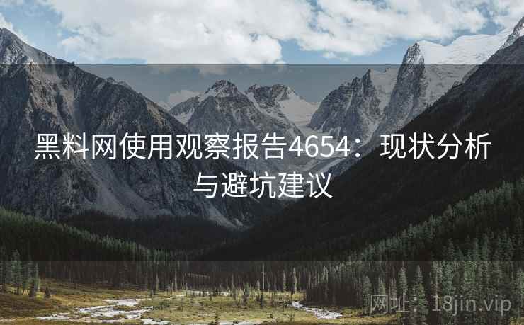 黑料网使用观察报告4654:现状分析与避坑建议 黑料网使用观察报告4654:现状分析与避坑建议